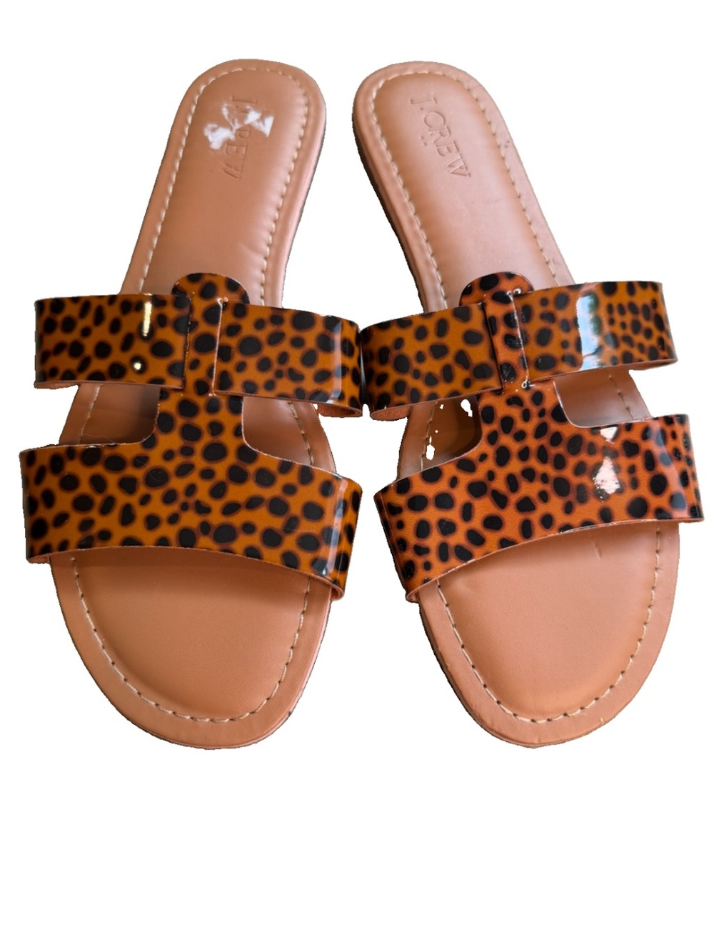 J. Crew Factory Tortoise PU beachside slide sandals Flats size 8 S4